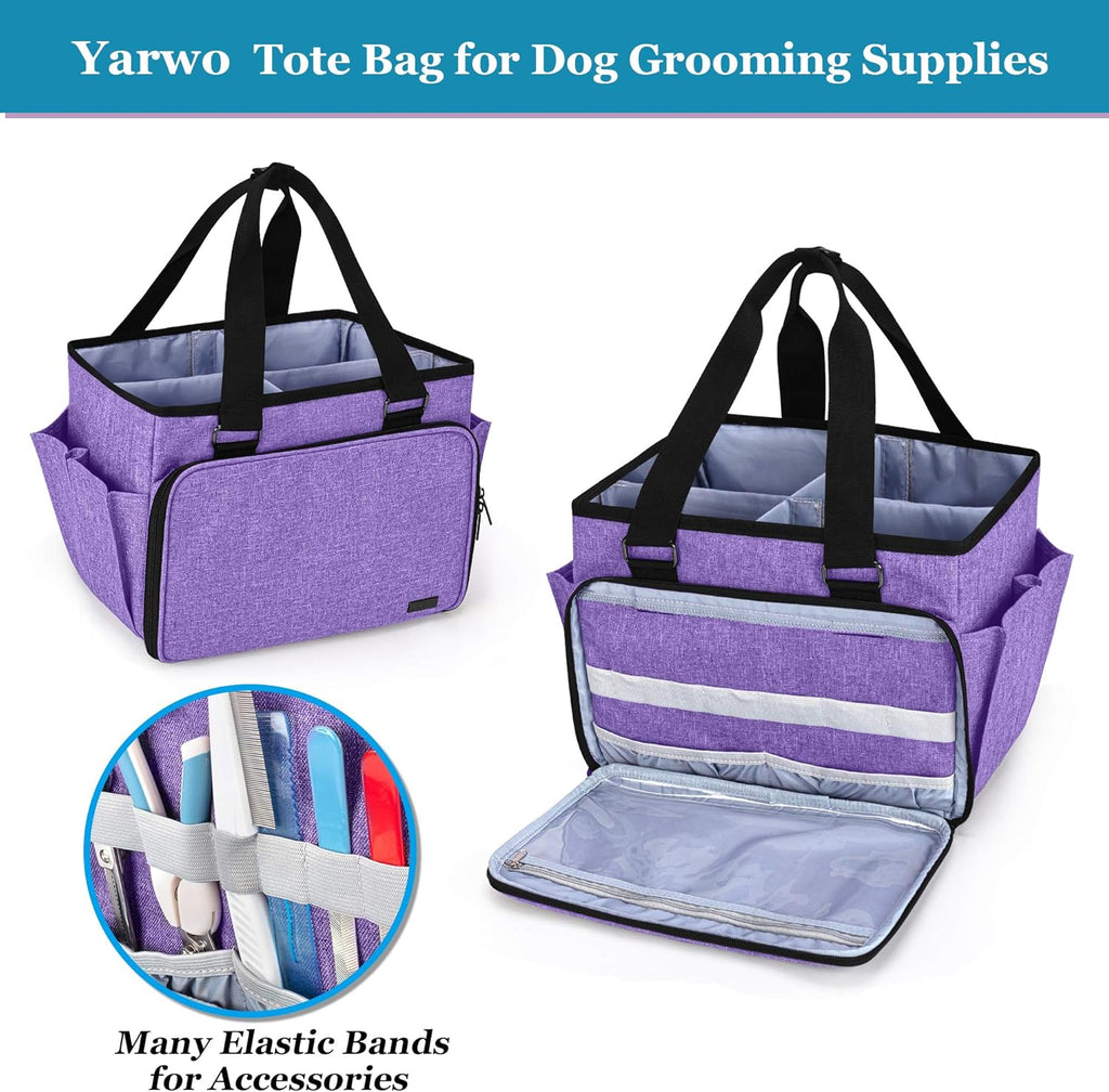 Dog Grooming Tote Bag, Cat Grooming Tools Organizer for Pets Grooming Kit, Purple