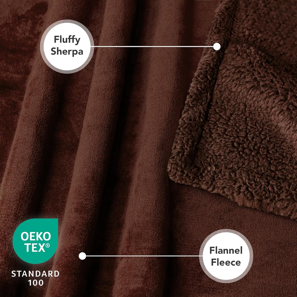 Waterproof Dog Blanket for Couch, Extra Large 80X60, Pee Proof Sherpa Fleece Reversible Pet Throw, Furniture Protector for Bed Sofa Crate Kennel, Soft Washable Cover for Dog Cat, Brown Sherpa