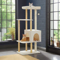 53" Cat Tree for Indoor Cats, Multi-Level Cat Climbing Tower with Sisal Scratching Posts and Top Perch, Beige