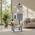 44 Inch Cat Tree, Multi-Level Indoor Cat Tower with Condo, Hammock, Sisal Scratching Posts, Anti-Tip Bolts for Indoor Cats, Light Gray