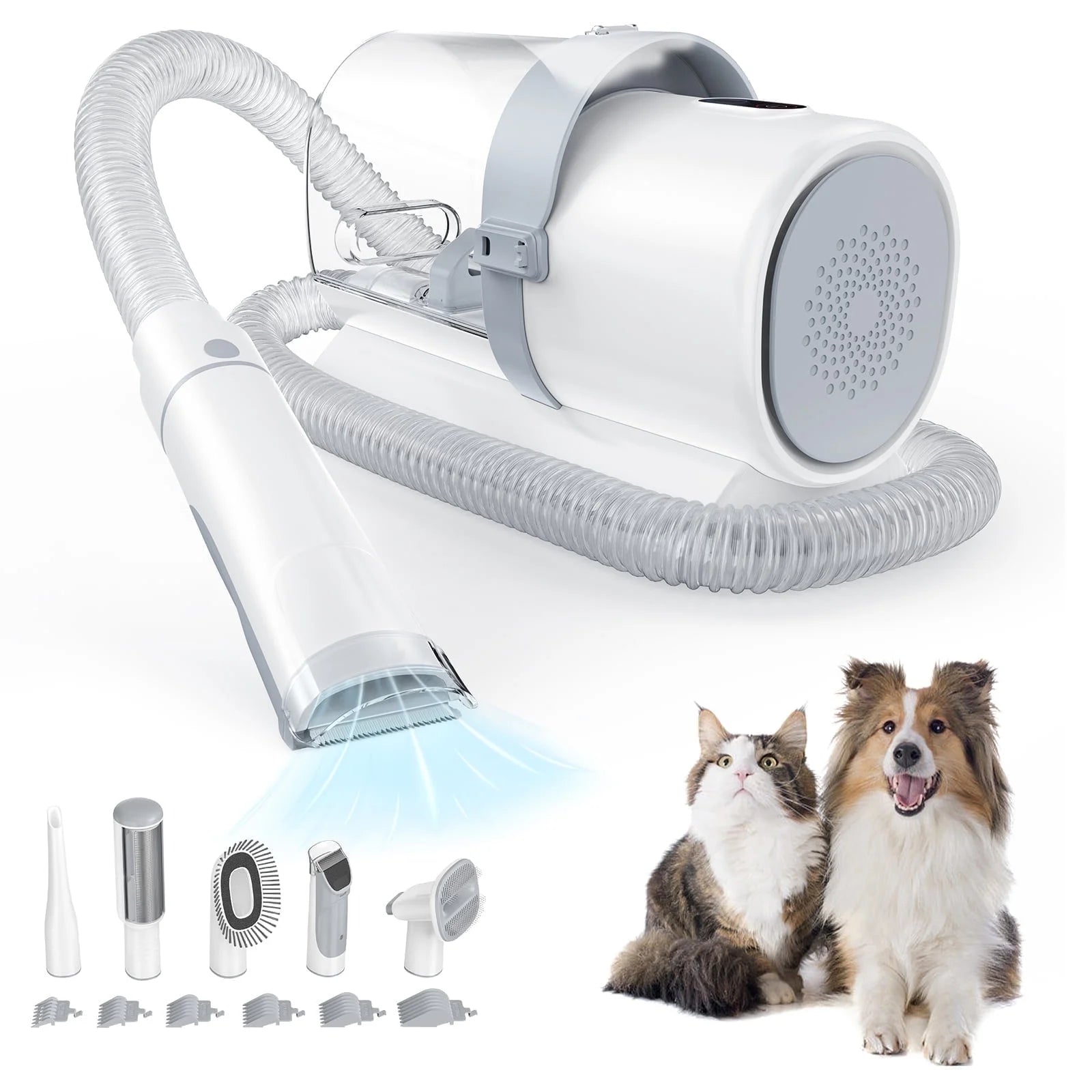 Dog Grooming Vacuum Kit 5-In-1 Electric Pet Trimmer, 2.5L Dust Box, Low Noise, White