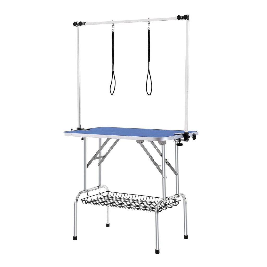 Succebuy Pet Grooming Table Two Arms with Clamp Dog Grooming Station Foldable Stand for Medium Small Dogs with Grooming Loop