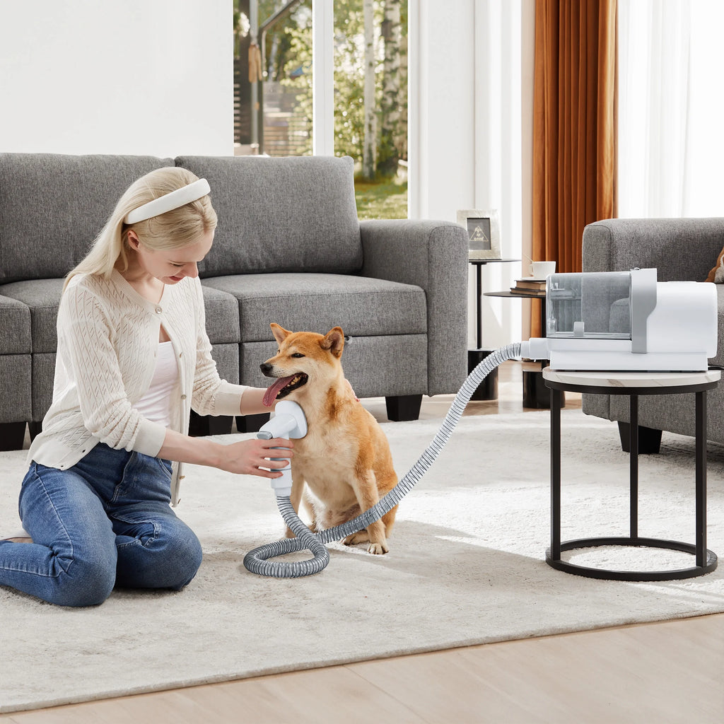 Dog Grooming Vacuum Kit 5-In-1 Electric Pet Trimmer, 2.5L Dust Box, Low Noise, White