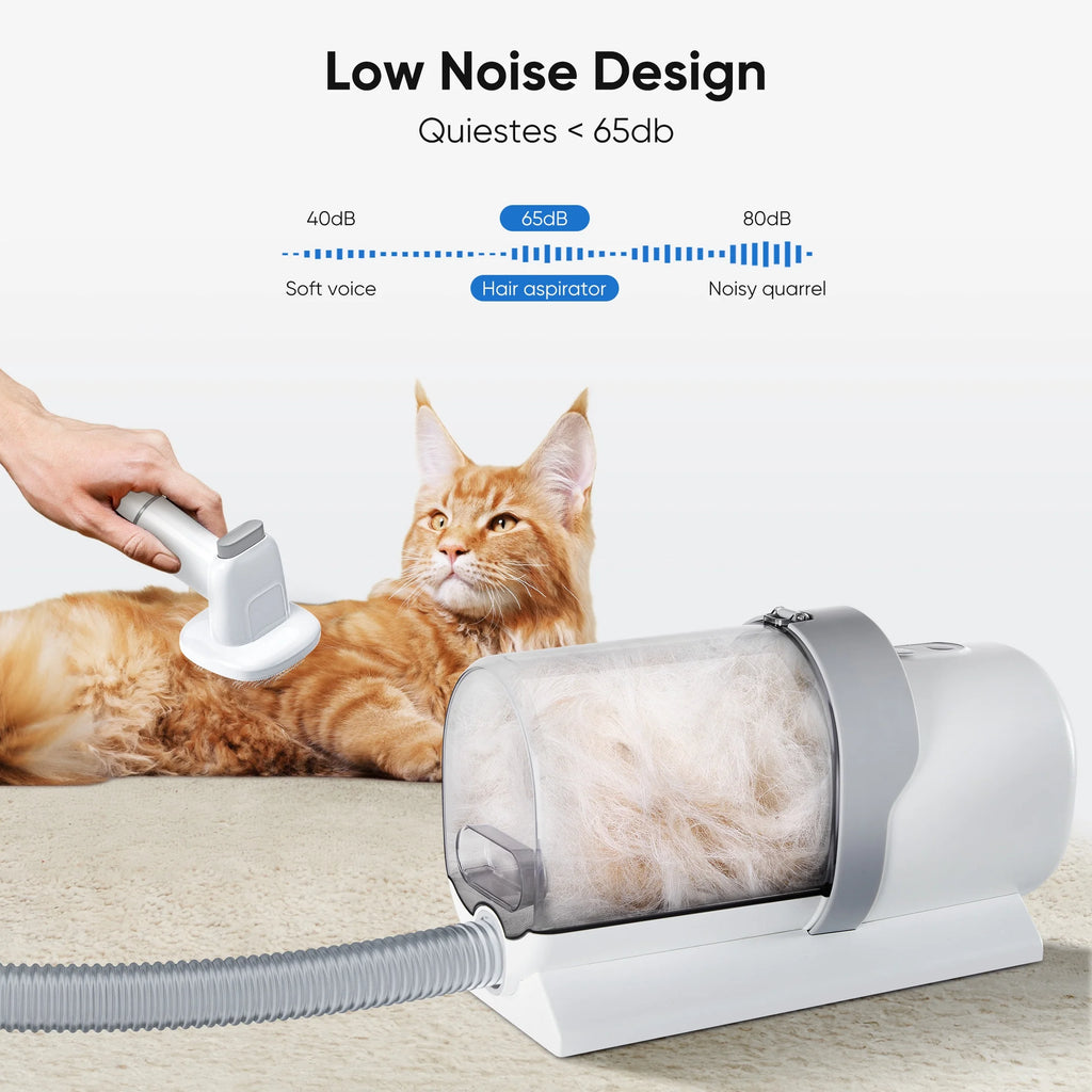 Dog Grooming Vacuum Kit 5-In-1 Electric Pet Trimmer, 2.5L Dust Box, Low Noise, White