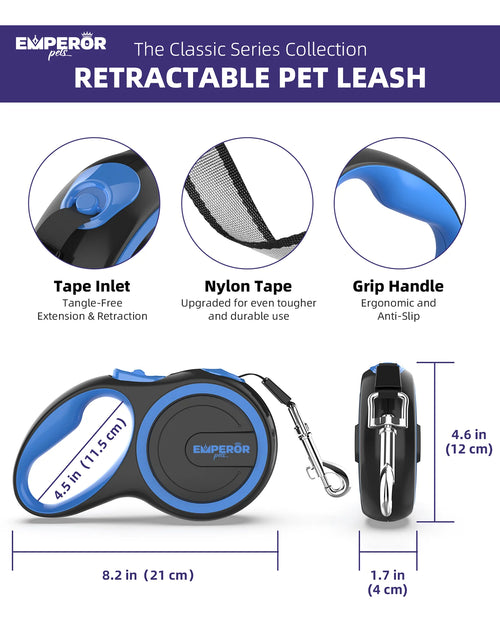 26 Ft Retractable Dog Leash for Large Dogs, Blue, Supports up to 110 Lbs -BL26
