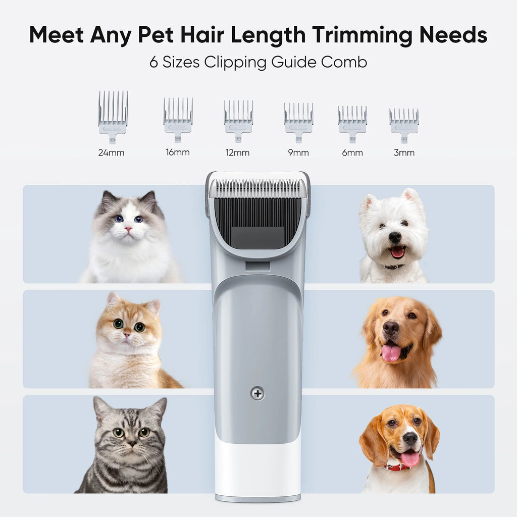 Dog Grooming Vacuum Kit 5-In-1 Electric Pet Trimmer, 2.5L Dust Box, Low Noise, White