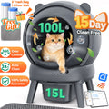 Automatic Cat Litter Box Self Cleaning, 100+15L Large Size Litter Box, 2.4G Wifi APP Control, Odor Removal, Safety Protection with Litter Mat & Liner