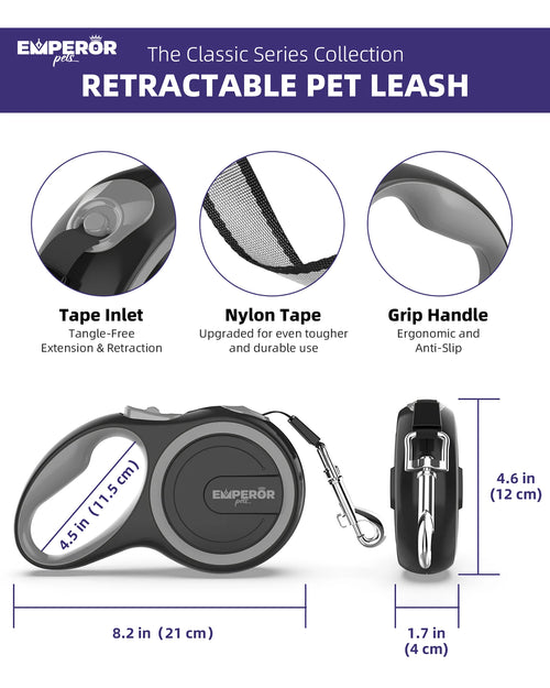 26 Ft Retractable Dog Leash for Large Dogs, up to 110 Lbs, Heavy Duty, Gray - GY26