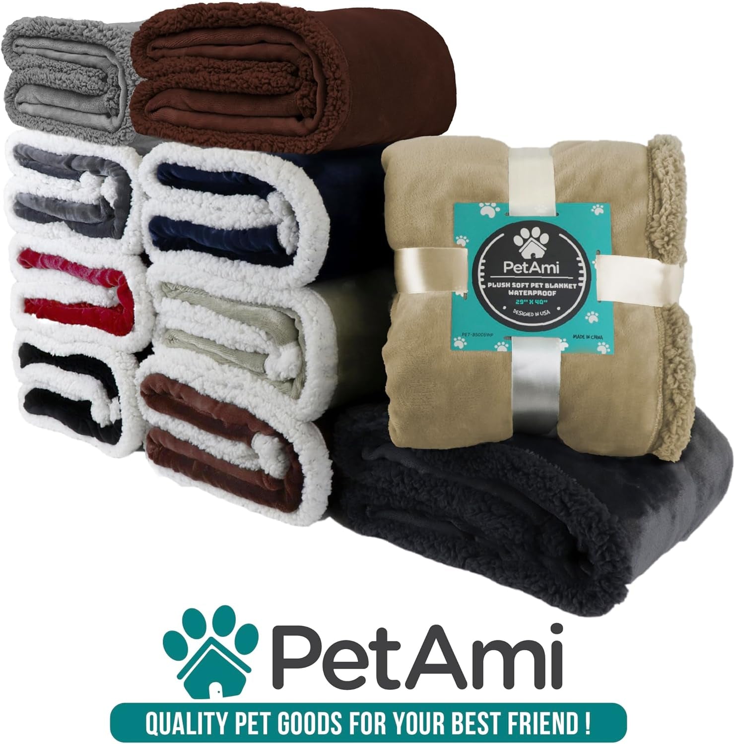 Waterproof Dog Blanket for Couch, Extra Large 80X60, Pee Proof Sherpa Fleece Reversible Pet Throw, Furniture Protector for Bed Sofa Crate Kennel, Soft Washable Cover for Dog Cat, Brown Sherpa