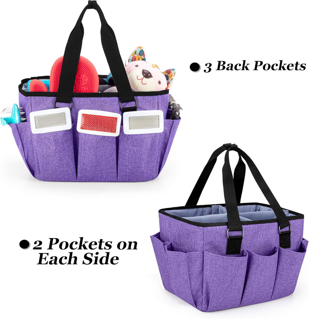 Dog Grooming Tote Bag, Cat Grooming Tools Organizer for Pets Grooming Kit, Purple