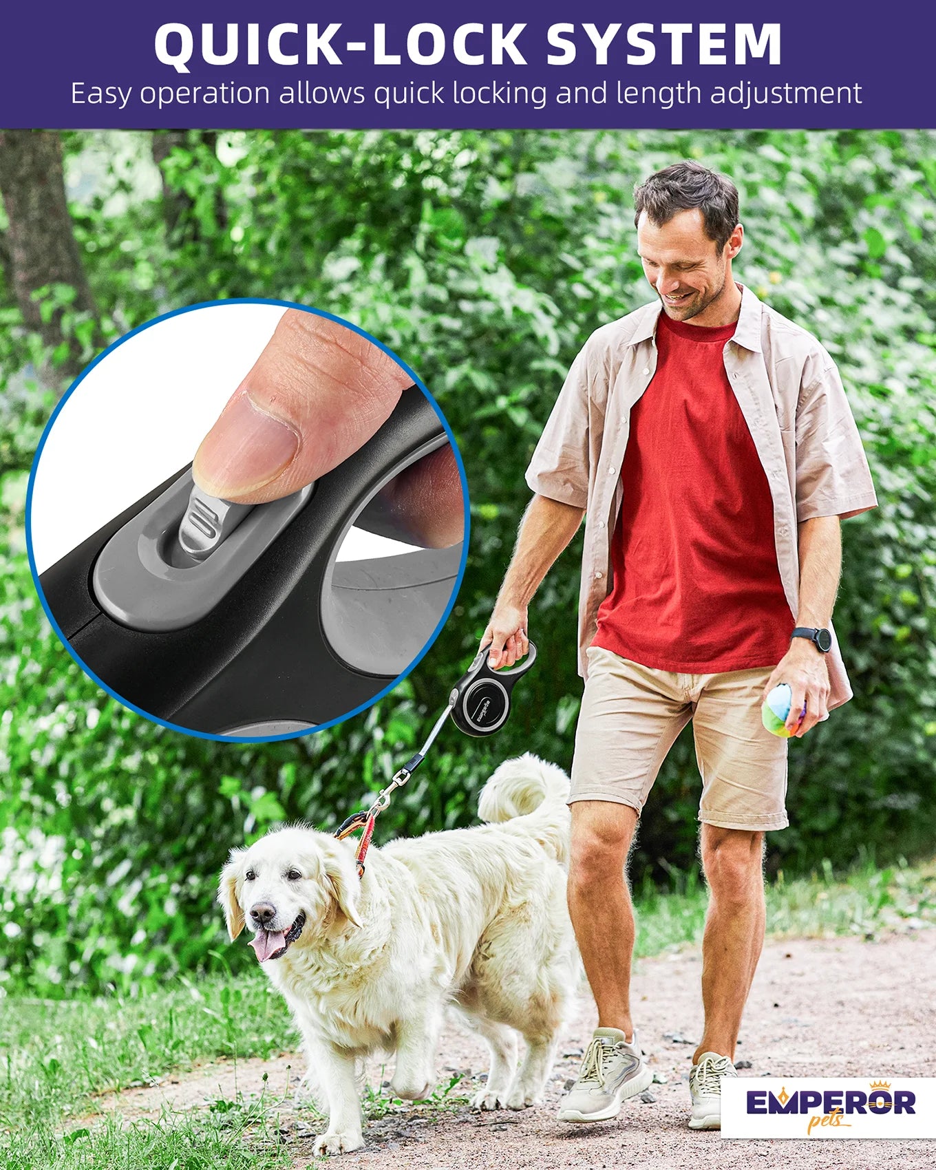 26 Ft Retractable Dog Leash for Large Dogs, up to 110 Lbs, Heavy Duty, Gray - GY26