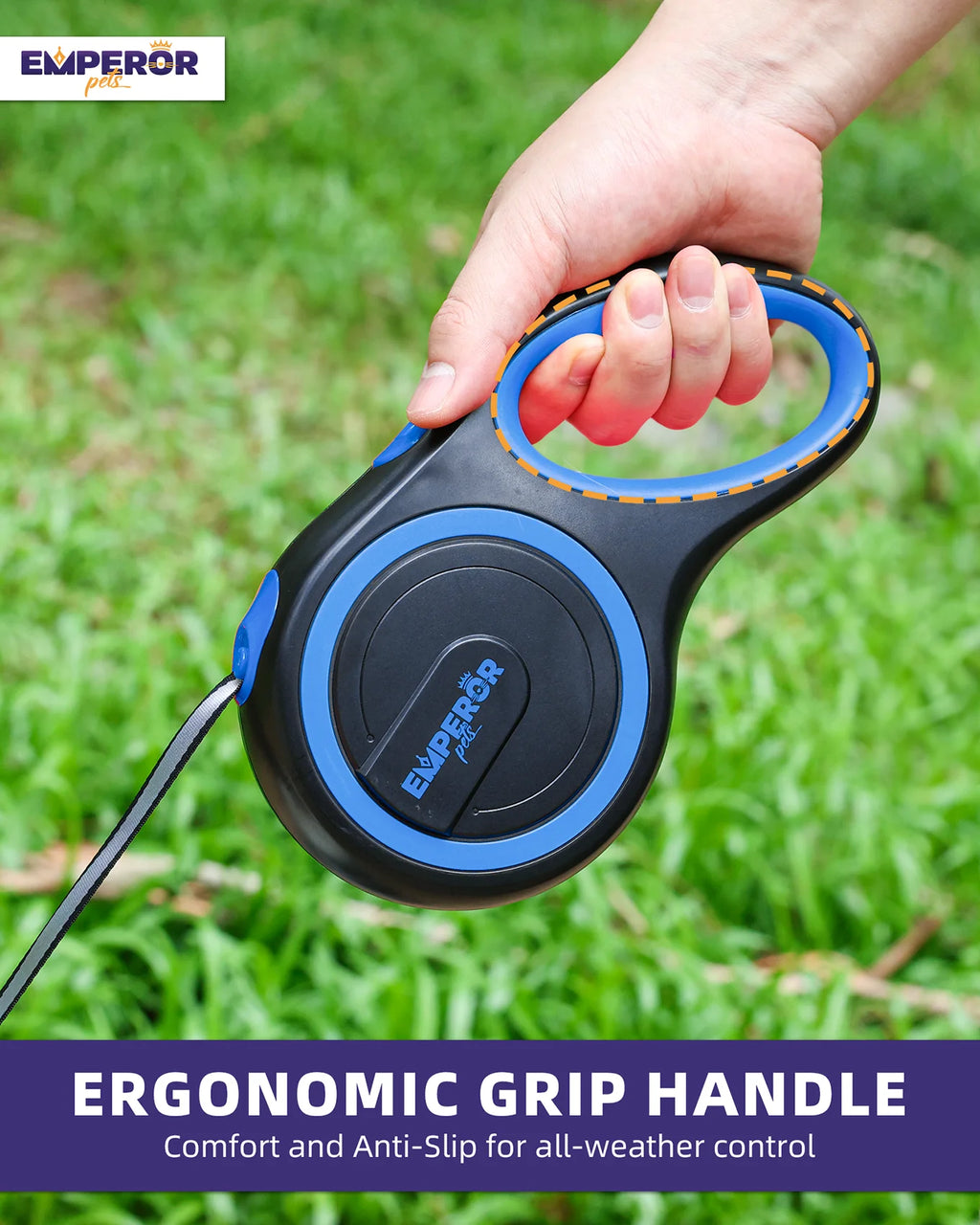 26 Ft Retractable Dog Leash for Large Dogs, Blue, Supports up to 110 Lbs -BL26